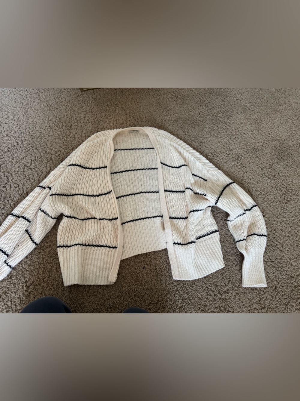 Gentle Fawn Cream and Black Striped Open-Front Cardigan